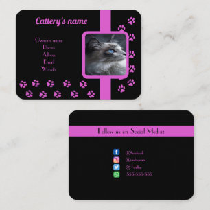 Carte De Visite Boutique personnalisée Entreprise Noir et Rose