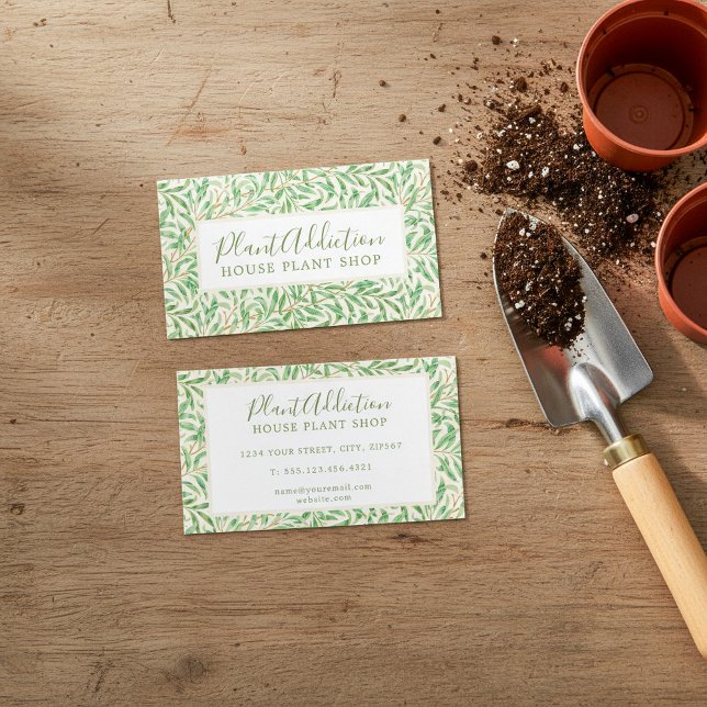 Carte De Visite Boutique Plante Leafy William Morris House (Leafy William Morris House Plant Shop Business Card)