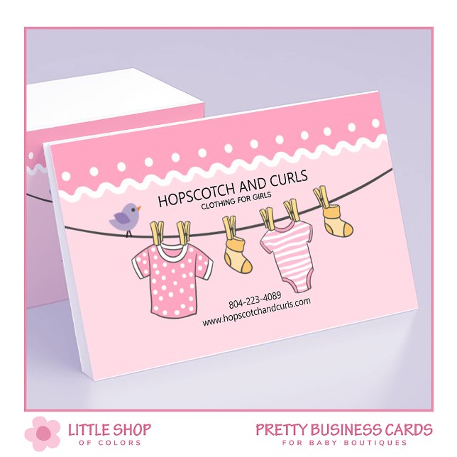 Carte De Visite Boutique pour bébés filles roses (Créateur téléchargé)
