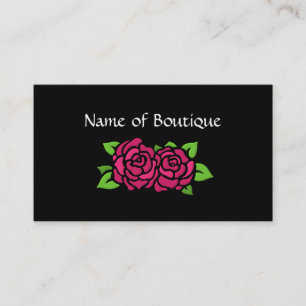 Carte De Visite Boutique rose et noire avec des roses