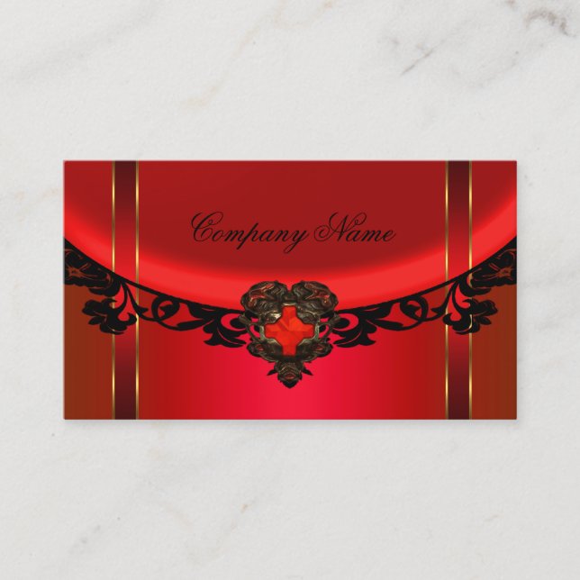 Carte De Visite Boutique Rouge Black Gold Elegant Profil rouge (Devant)