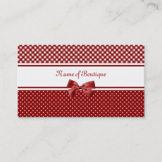 Carte De Visite Boutique rouge et blanche de guingan et de pois