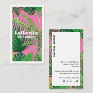 Carte De Visite Boutique & Salon moderne Tropical de luxe rose