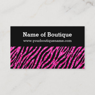 Carte De Visite Boutique tendance rose et noir Zebra FAUX Glitz