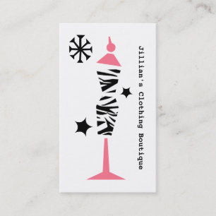 Carte De Visite Boutique Vêtements - Forme de robe rose et zébrée