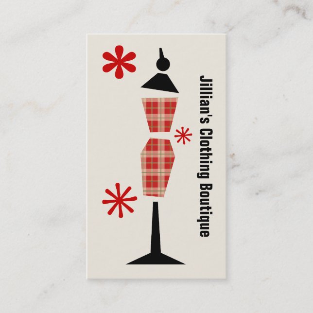 Carte De Visite Boutique Vêtements - Mannequin Plaid Rouge (Devant)