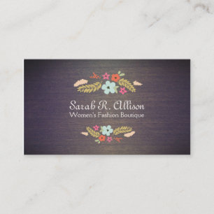 Carte De Visite Boutique Vintage Fleurs Bois Floral