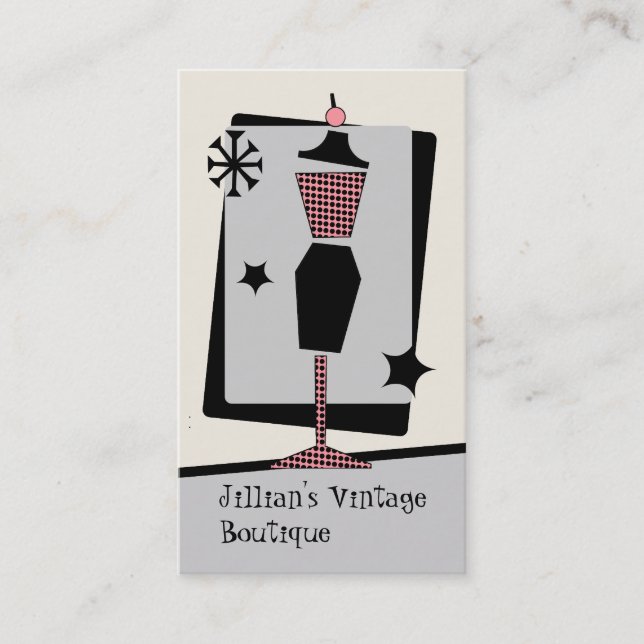 Carte De Visite Boutique Vintage - Roses et roses (Devant)