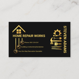 Carte De Visite Bouton Outils main-d'or sur le toit