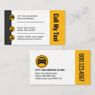 Carte De Visite Boutons de Taxi Élégants pour Chauffeur de Taxi