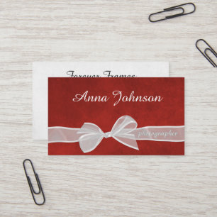 Carte De Visite Bow blanc sur rouge