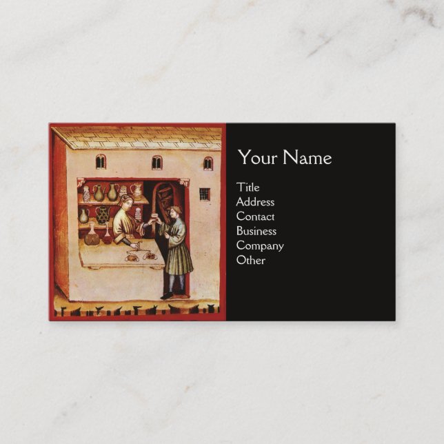 Carte De Visite BOWL OF HYGEIA MONOGRAM Medicine, Pharmacie, noir (Devant)