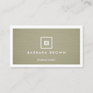 Carte De Visite BOX LOGO avec VOTRE INITIAL/MONOGRAM sur KHAKI LIN