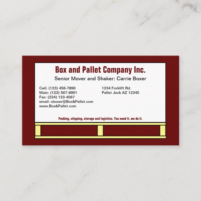 Carte De Visite Box on Pallet, Blue Business Card (Devant)