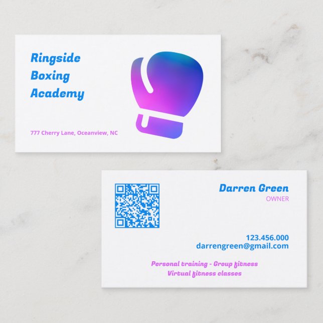 Carte De Visite Boxe Gym QR (Devant / Derrière)