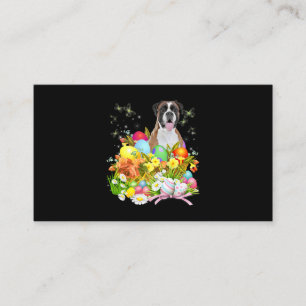 Carte De Visite Boxer Bunny Chien avec des oeufs de Pâques Panier 
