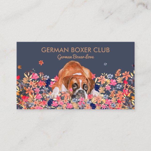Carte De Visite Boxer Navy Endormi Visage Mignon (Devant)