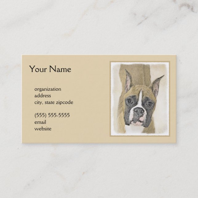Carte De Visite Boxer Peinture - Cute Original Chien Art (Devant)
