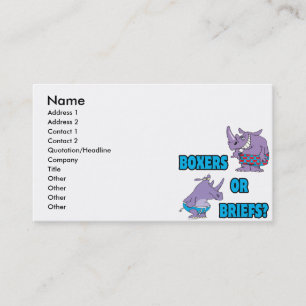 Carte De Visite boxers ou slips caleçons drôles rhinos