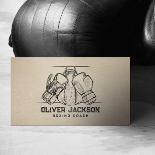 Carte De Visite Boxing coach Gloves and bag drawing