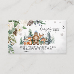 Carte De Visite Boy Winter Woodland Baby shower Déchets Raffle
