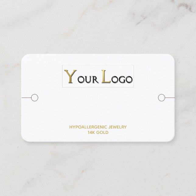 Carte De Visite Bracelet Afficher logo rectangulaire Or blanc (Devant)