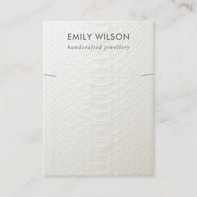 CARTE DE VISITE BRACELET EN CUIR BLANC TEXTURE EN COULEUR (Devant)