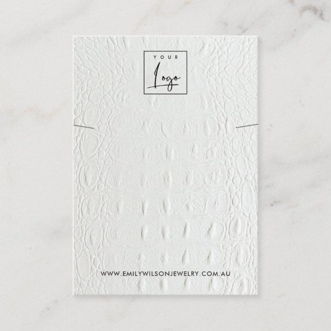 CARTE DE VISITE BRACELET EN CUIR BLANC TEXTURE EN COULEUR (Devant)