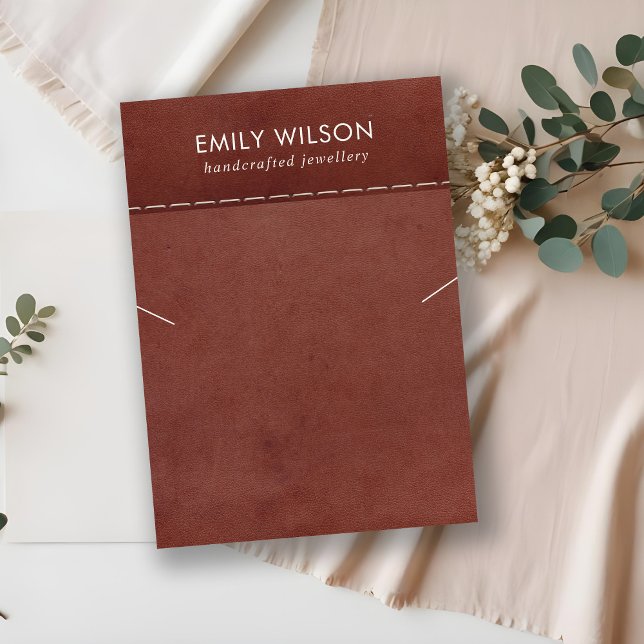 CARTE DE VISITE BRACELET EN CUIR ROUGE BRUN TEXTURE EN LACE COULEU (Créateur téléchargé)