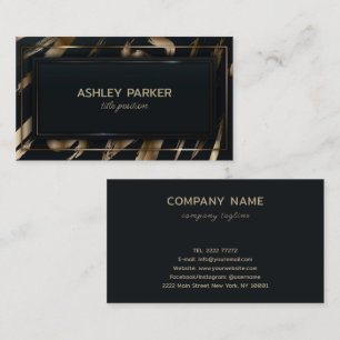 Carte De Visite Bracelet en or Rectangle noir