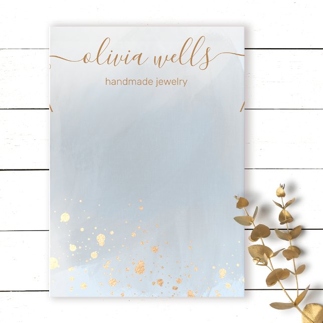 Carte De Visite Bracelet or Gris Aquarelle Collier (Créateur téléchargé)