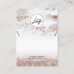 Carte De Visite Bracelet rose en marbre doré Logo Collier 