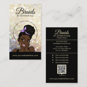 Carte De Visite Braider/Braids/Braids/Braiding/Salon - Code/Logo Q