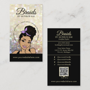 Carte De Visite Braider/Braids/Braids/Braiding/Salon - QR Code Bus