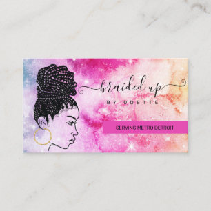 Carte De Visite Braiding cheveux Styliste Braider Aquarelle Galaxy