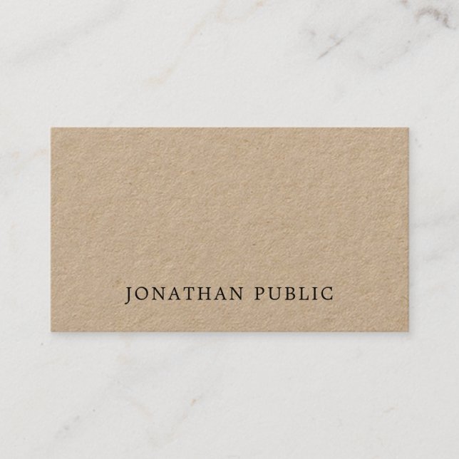 Carte De Visite Branché Attrayant Unique Plat Premium Kraft (Devant)
