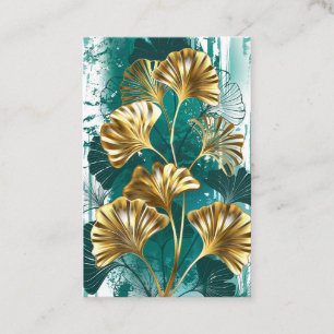 Carte De Visite Branche avec Feuilles d'or Ginko Biloba