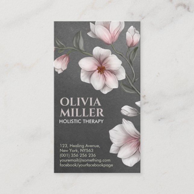 Carte De Visite Branche de fleurs de Magnolia (Devant)