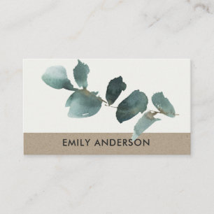 CARTE DE VISITE BRANCHE DE FOLIAGE EUCALYPTUS GREEN KRAFT WATERCOL