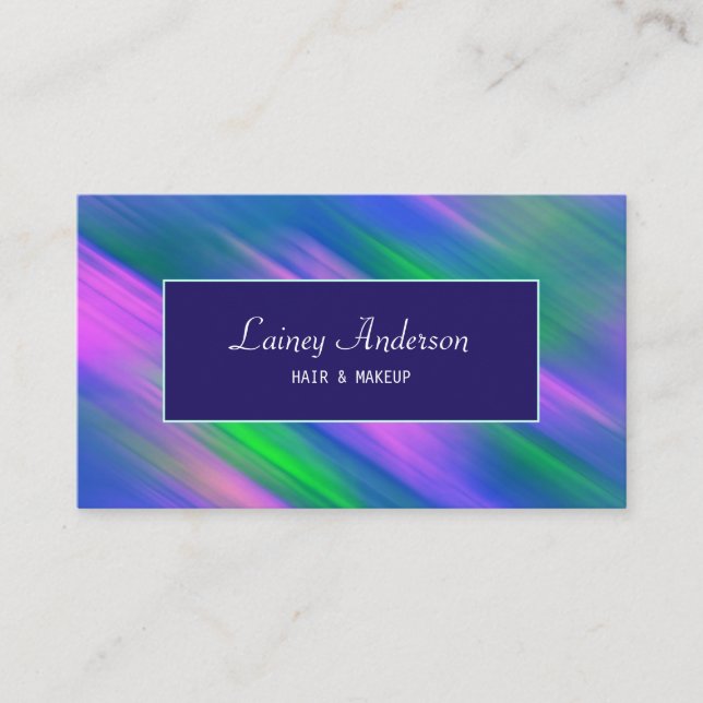 Carte De Visite Branché tendance groovy vert néon bleu violet (Devant)