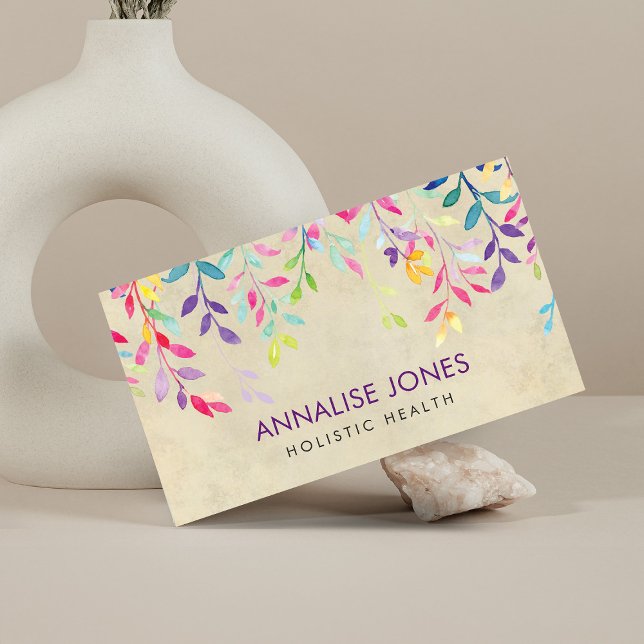 Carte De Visite Branches d'aquarelle sur papier vintage (Créateur téléchargé)