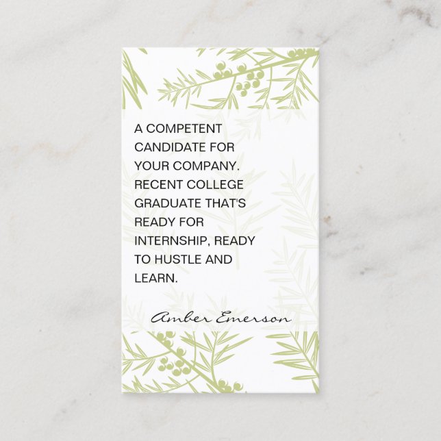 Carte De Visite Branches Juniper (Devant)