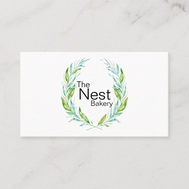 Carte De Visite Branches simplement élégantes de laurier de logo (Devant)