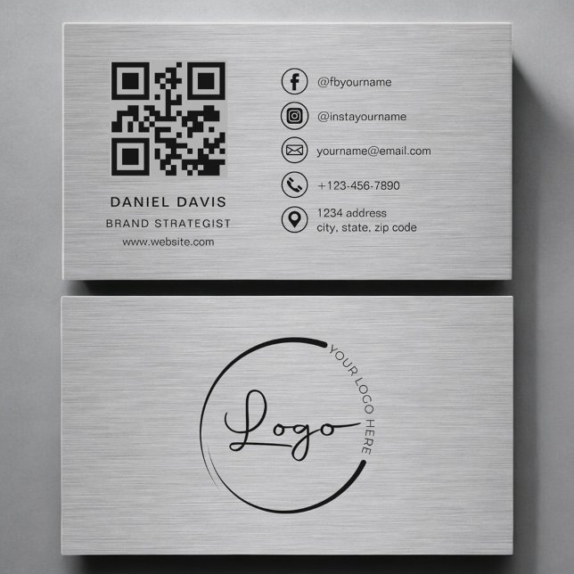 Carte De Visite Brand Strategist Metal QR Code (Créateur téléchargé)