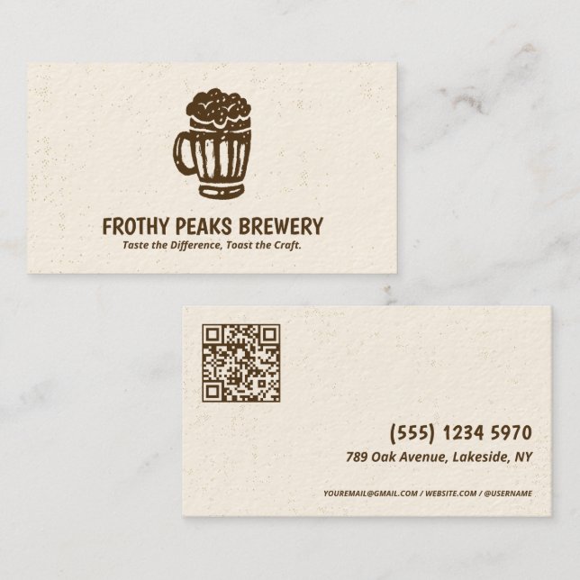 Carte De Visite Brasserie Scannable QR (Devant / Derrière)