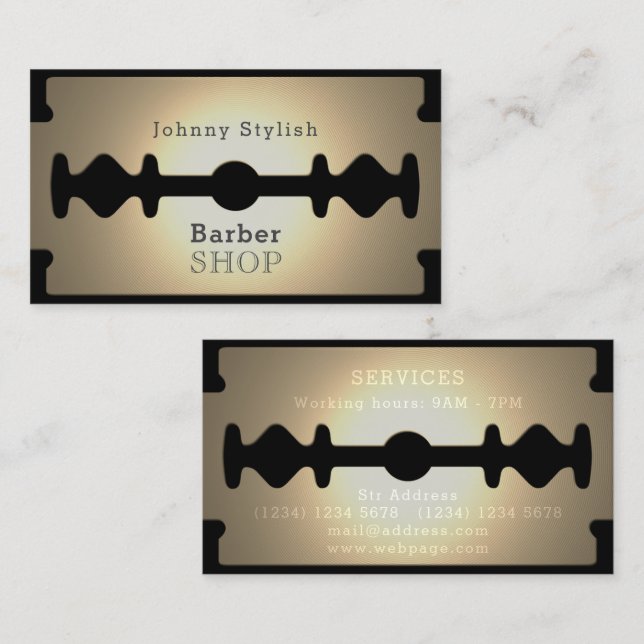 Carte De Visite Brasseur de lames de Razor (Devant / Derrière)