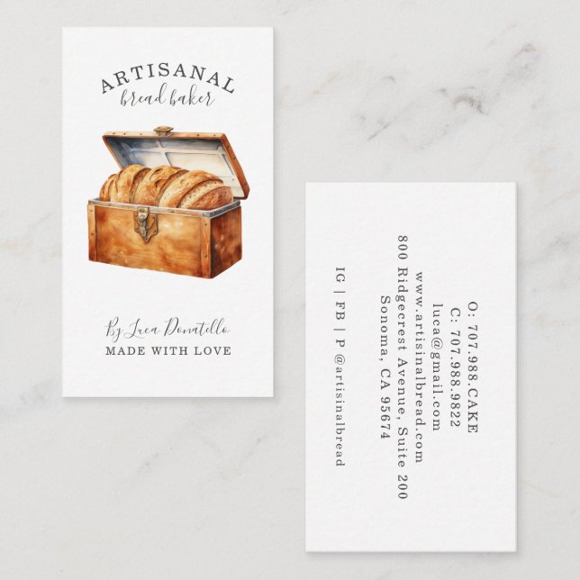 Carte De Visite Bread Bakery Baker Business Card (Devant / Derrière)