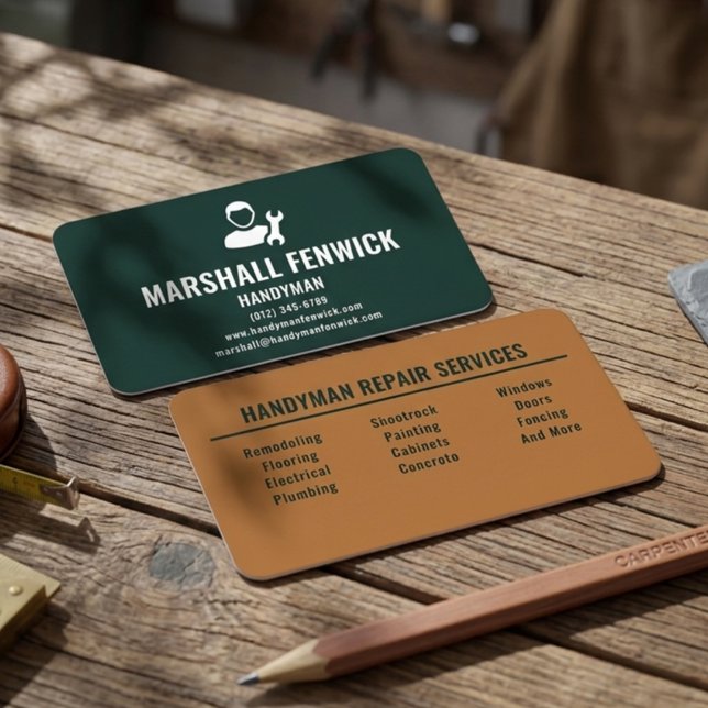 Carte De Visite Bricoleur professionnel Forest Green Copper (Créateur téléchargé)