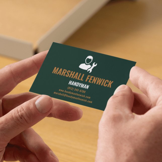 Carte De Visite Bricoleur Professionnel Vert Forêt Moderne & Or (Créateur téléchargé)