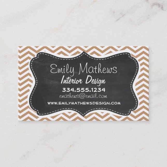 Carte De Visite Brides Chevron Brown claires ; tableau de bord (Devant)